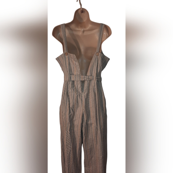 Mittoshop Gray Striped Wide Leg Jumpsuit - Picture 14 of 14